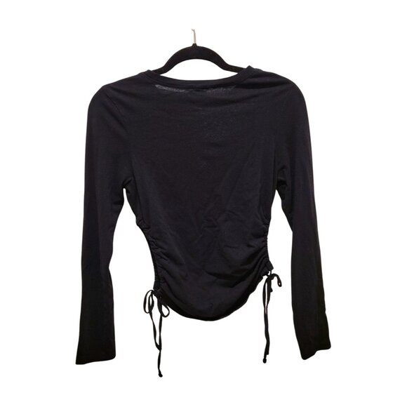 OPEN EDIT Ruched lace up cutout side crewneck long sleeve top m medium - Picture 3 of 5